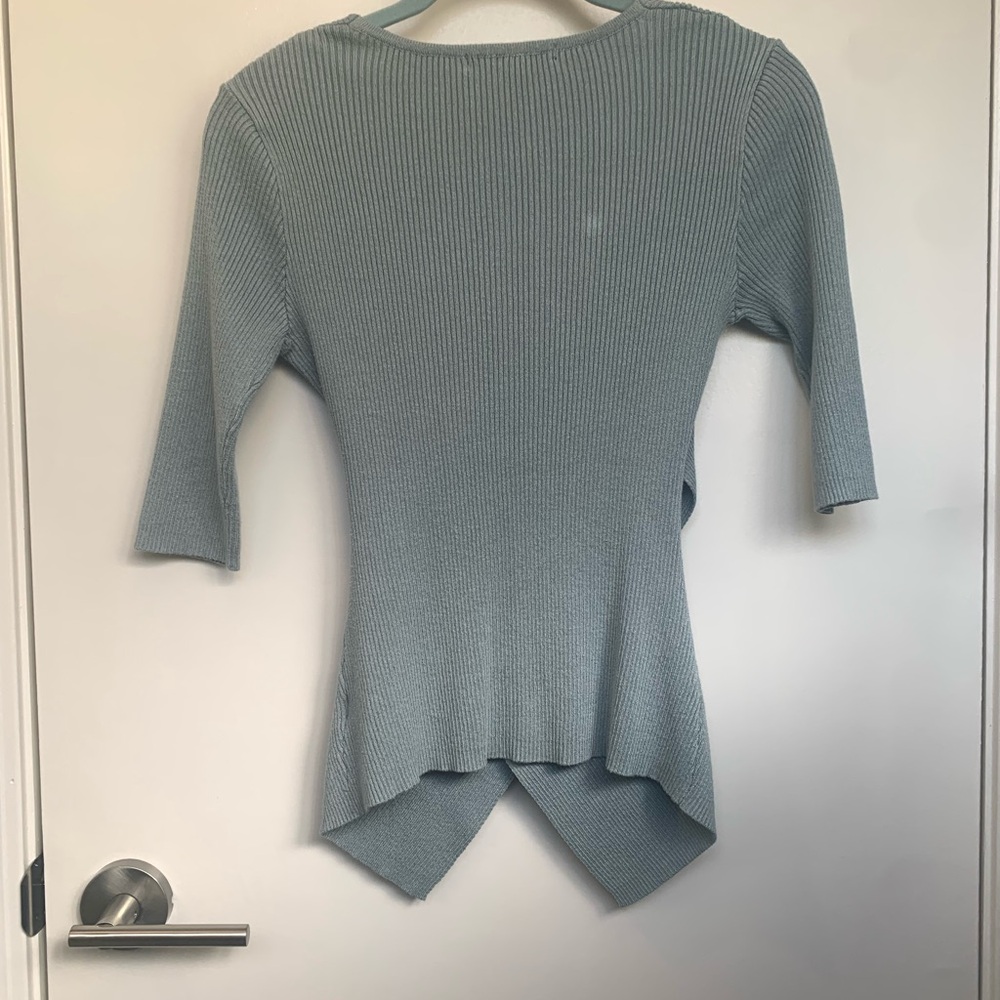 Dusty Blue Ribbed Wrap Top - Picture 3 of 3